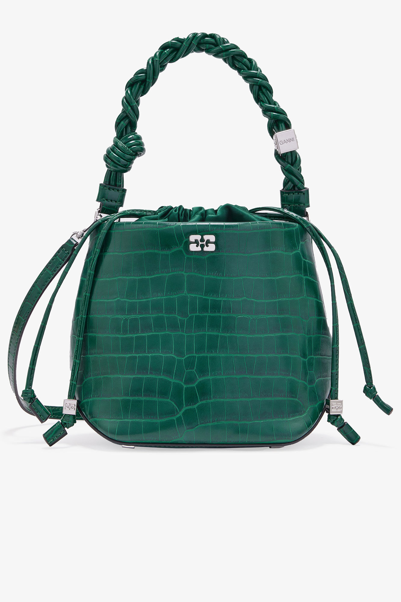 Bolso tipo cubo Croco Bou de charol verde